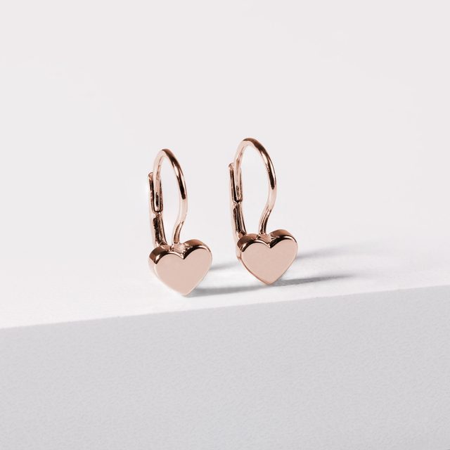 BOUCLES D'OREILLES AVEC CŒURS EN OR ROSE - BOUCLES D'OREILLES EN OR ROSE - 