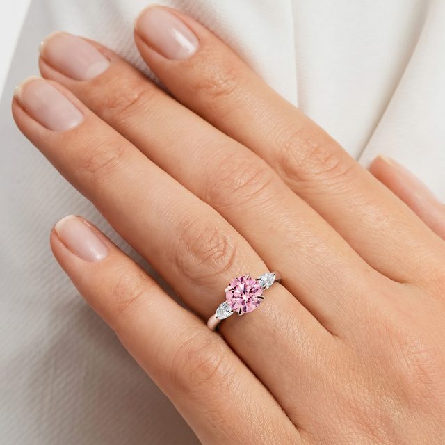 PINK LAB GROWN DIAMOND RING IN ROSE GOLD - RINGS WITH LAB-GROWN DIAMONDS - 