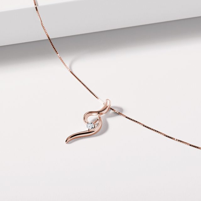 ELEGANTE HALSKETTE AUS ROSÉGOLD MIT DIAMANT - KETTEN MIT DIAMANTEN - 