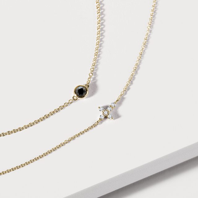 BRACELET EN OR JAUNE AVEC DIAMANT NOIR - BRACELETS AVEC DIAMANTS - 