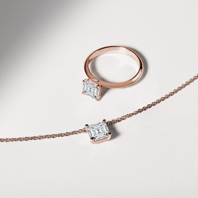 ASSCHER CUT DIAMOND ENGAGEMENT RING IN ROSE GOLD - RINGS WITH LAB-GROWN DIAMONDS - 