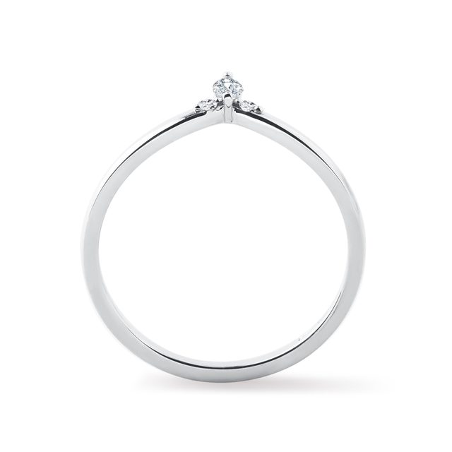 BAGUE CHEVRON EN OR BLANC AVEC DIAMANT MARQUISE - ALLIANCES DE MARIAGE FEMMES - 