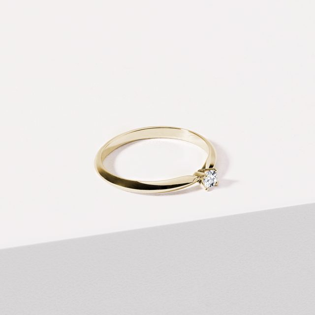 ZARTER VERLOBUNGSRING MIT DIAMANT IN GELBGOLD - VERLOBUNGSRINGE MIT BRILLANT - 