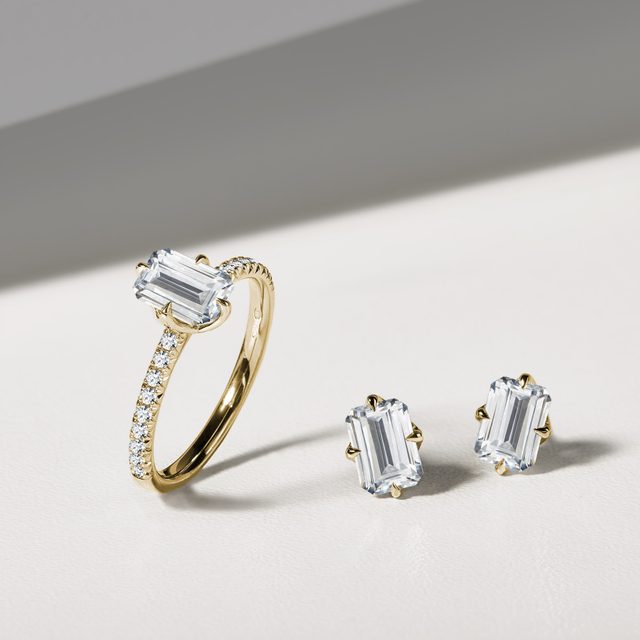 ZLATÉ NÁUŠNICE S LAB GROWN DIAMANTY V BRUSU EMERALD - DIAMANTOVÉ NÁUŠNICE PECKY - 