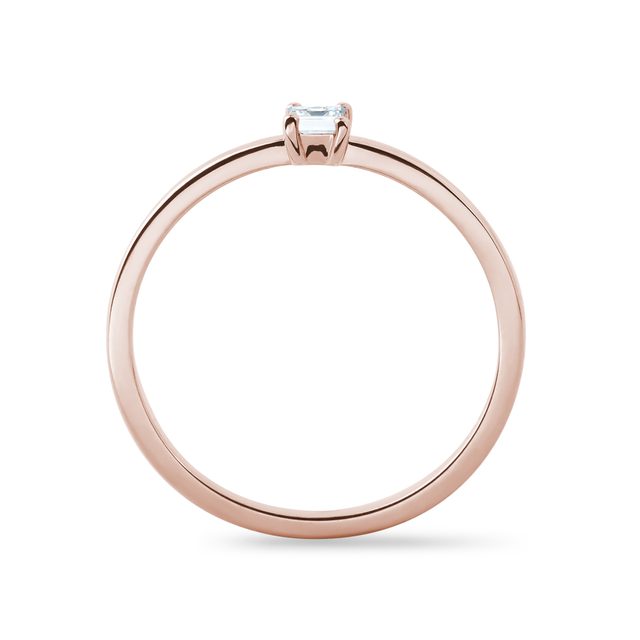 BAGUE EN OR ROSE ET DIAMANT ÉMERAUDE - BAGUES DE FIANÇAILLES EN DIAMANT - 