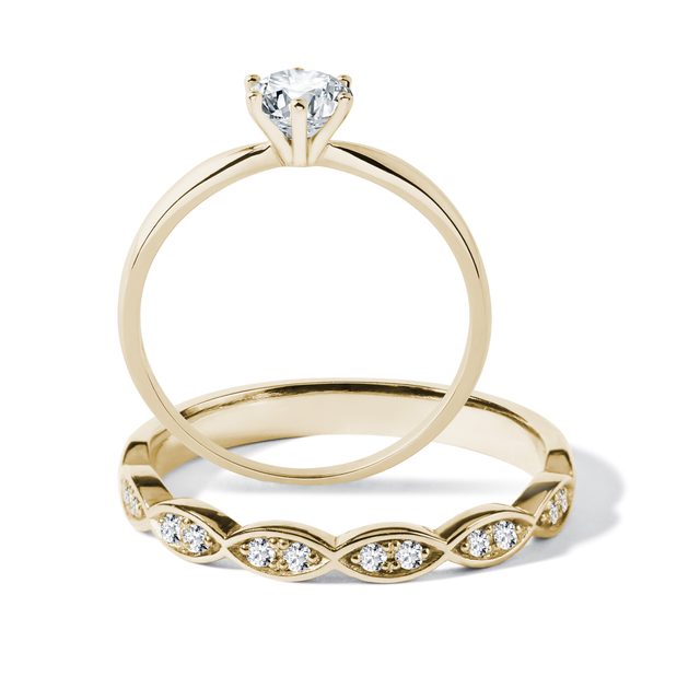 ELEGANT WEDDING AND ENGAGEMENT RINGS IN GOLD - ENGAGEMENT AND BRIDAL RING SETS - 