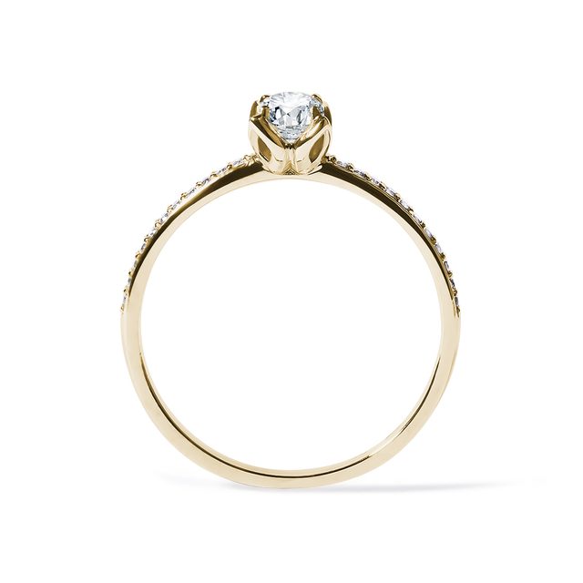 BAGUE DE FIANÇAILLES EN OR JAUNE AVEC BRILLANTS RONDS - BAGUES DE FIANÇAILLES EN DIAMANT - 