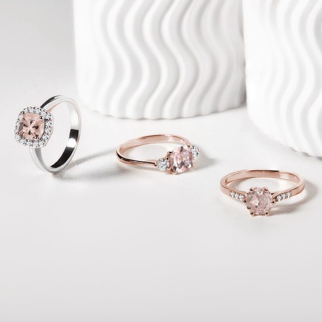 VERLOBUNGSRING AUS ROSÉGOLD MIT MORGANIT UND DIAMANTEN - RINGE MORGANIT - 
