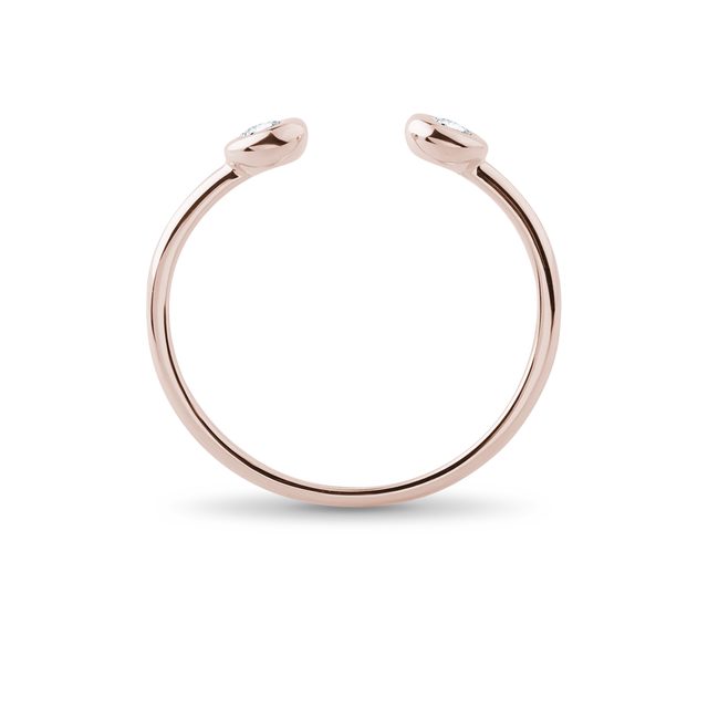 OTWARTY PIERŚCIONEK Z DIAMENTAMI W PEŁNEJ OPRAWIE W RÓŻOWYM ZŁOCIE - PIERŚCIONKI Z DIAMENTAMI - 