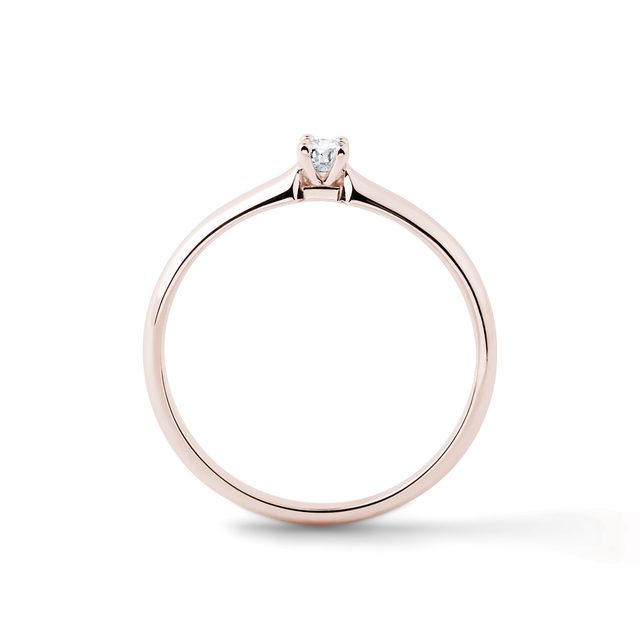 ANNEAU D'OR ROSE AVEC BRILLANT - TAILLE BRILLANT - 