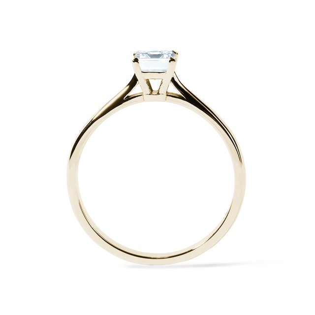 BAGUE EN OR JAUNE AVEC DIAMANT TAILLE PRINCESSE - BAGUES DE FIANÇAILLES EN DIAMANT - 