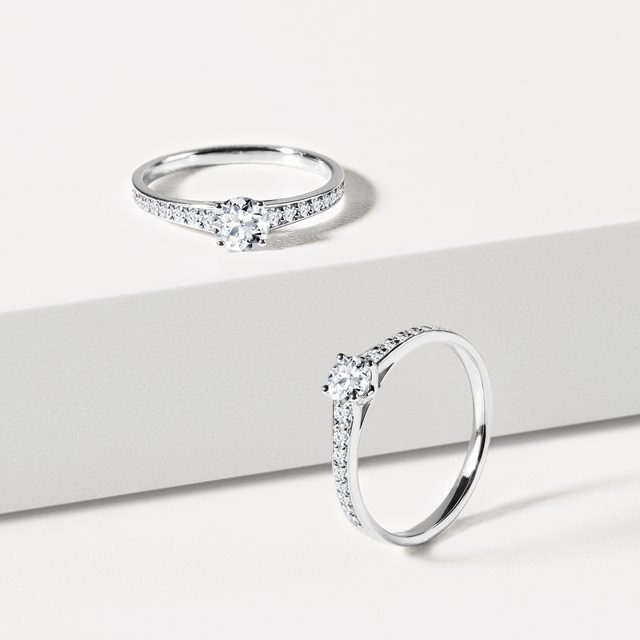 DIAMANTRING IM BRILLANTSCHLIFF AUS 14-KARÄTIGEM WEISSGOLD - VERLOBUNGSRINGE DIAMANTEN - 