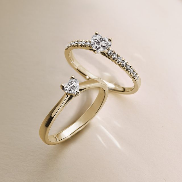 DIAMANTRING MIT HERZFORM IN GELBGOLD - VERLOBUNGSRINGE DIAMANTEN - 