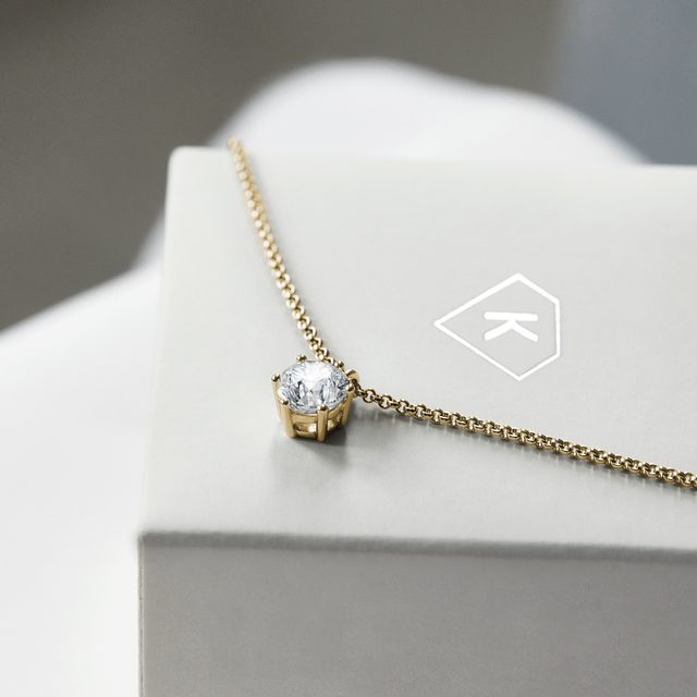 1CT LAB GROWN DIAMOND GOLD NECKLACE - DIAMOND NECKLACES - 