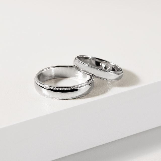 ORIGINELLE MILLGRIFF-TRAURINGE IN 14KT WEISSGOLD - WEISSGOLDENE TRAURINGE IM SET - 