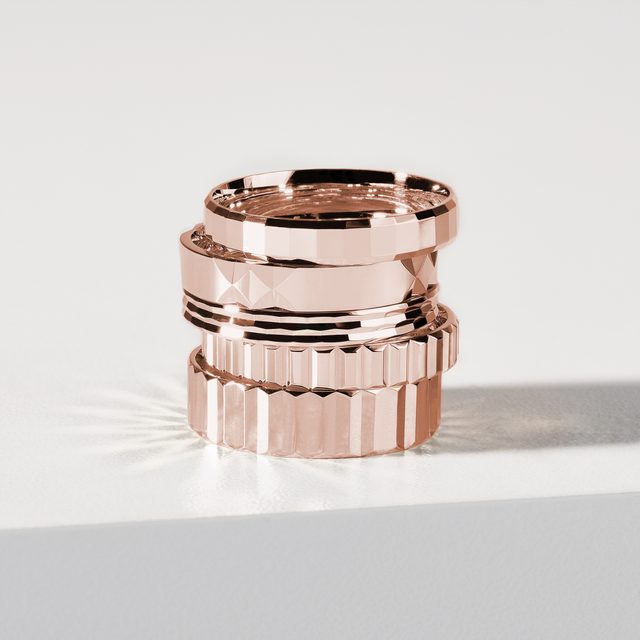 14K ROSE GOLD TEXTURED MEN'S RING - RINGS FOR HIM - 
