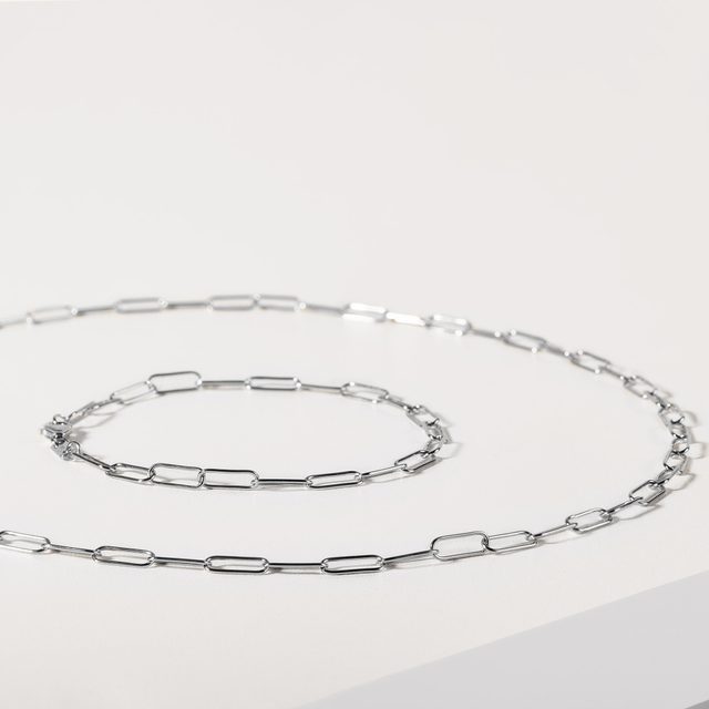 CHAÎNE TROMBONE EN OR BLANC 50 CM - CHAÎNES EN OR - 