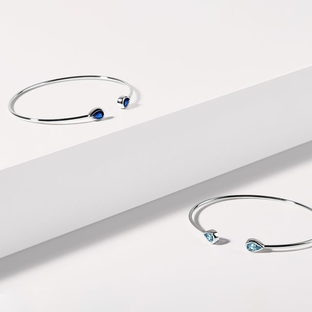 ELEGANT TOPAZ BRACELET IN WHITE GOLD - BANGLES & CUFF BRACELETS - 