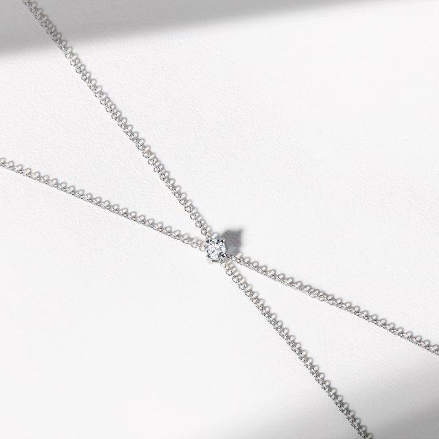 BRACELET DOUBLE EN OR BLANC AVEC DIAMANT - BRACELETS AVEC DIAMANTS - 