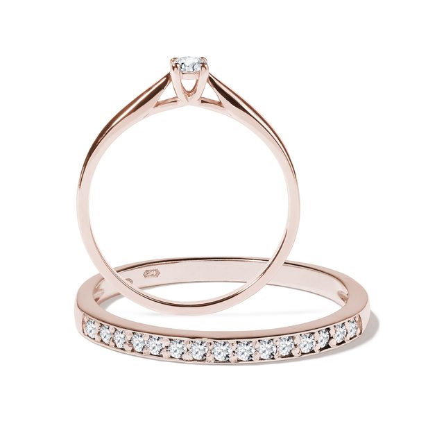 DIAMANT-VERLOBUNGSSET IN ROSÉGOLD - TRAURING- UND VERLOBUNGSSETS - 