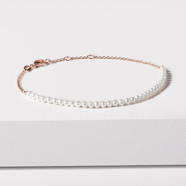 ARMBAND MIT SÜSSWASSERPERLEN IN ROSÉGOLD - PERLEN ARMBÄNDER - 