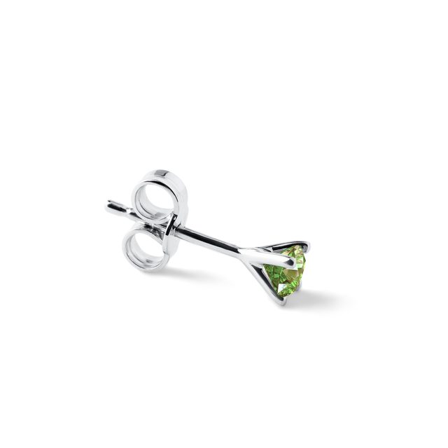 WEISSGOLD-OHRRING MIT GRÜNEM DIAMANT - EINZELNE OHRRINGE - 