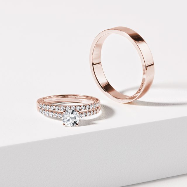 ETERNITY-EHERINGSET MIT GLATTEM FINISH IN ROSEGOLD - ROSÉGOLDENE TRAURINGE IM SET - 