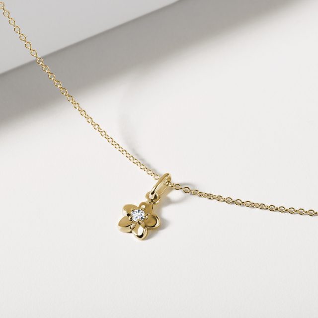 KINDERANHÄNGER AUS GELBGOLD MIT DIAMANT - KINDER ANHÄNGER - 