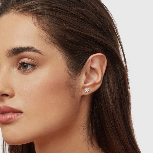 BRILIANTOVÉ NÁUŠNICE Z RUŽOVÉHO ZLATA - NAPICHOVACIE NÁUŠNICE S DIAMANTMI - 