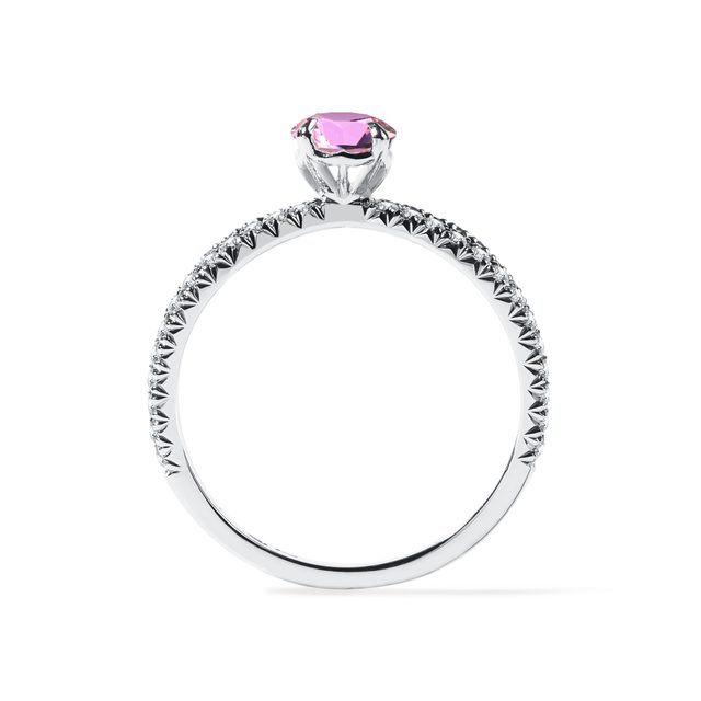 DIAMANTVERLOBUNGSRING MIT ROSA SAPHIR IN WEISSGOLD - SAPHIRVERLOBUNGSRINGE - 