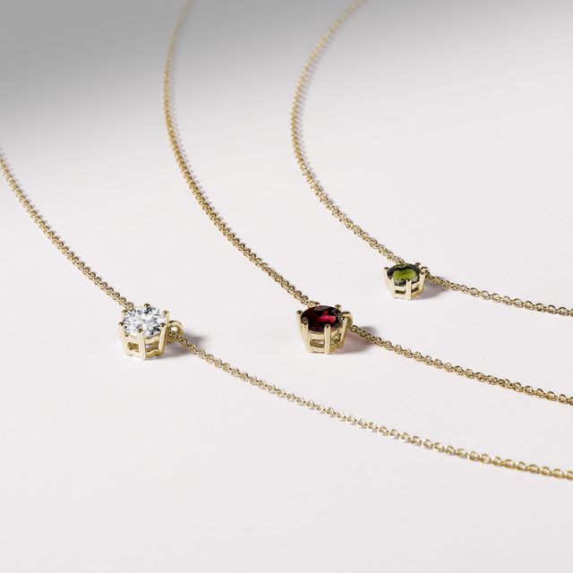 COLLIER EN OR AVEC MOLDAVITE - COLLIERS AVEC MOLDAVITE - 