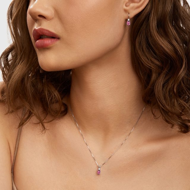 HALSKETTE MIT TURMALIN UND DIAMANT IN WEISSGOLD - KETTEN MIT TURMALIN - 