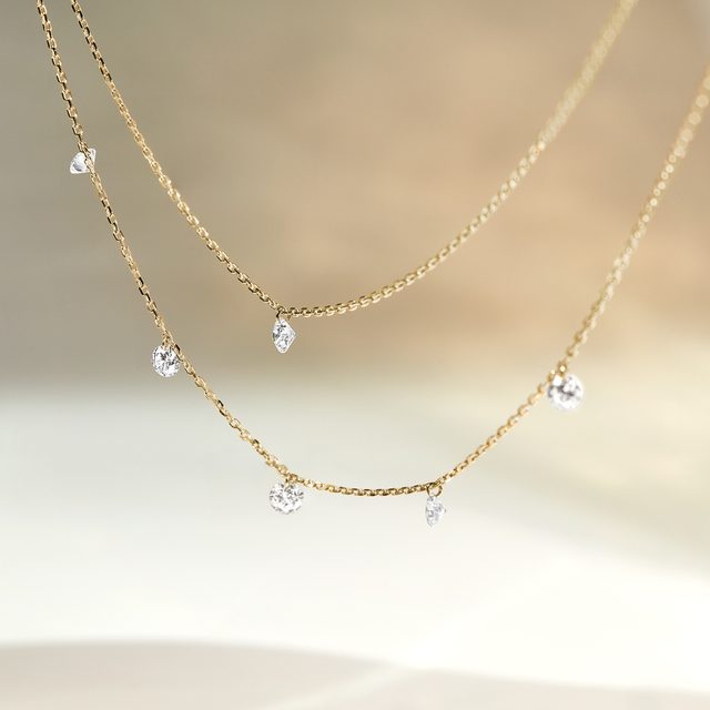 LAB DIAMOND GOLD NECKLACE - DIAMOND NECKLACES - 