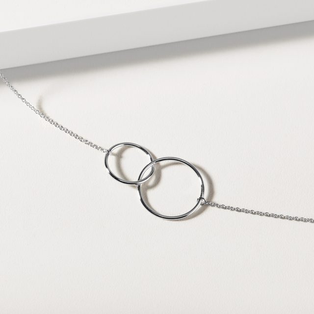 NÁHRDELNÍK Z BÍLÉHO 14K ZLATA KRUHY - NÁHRDELNÍKY Z BÍLÉHO ZLATA - 