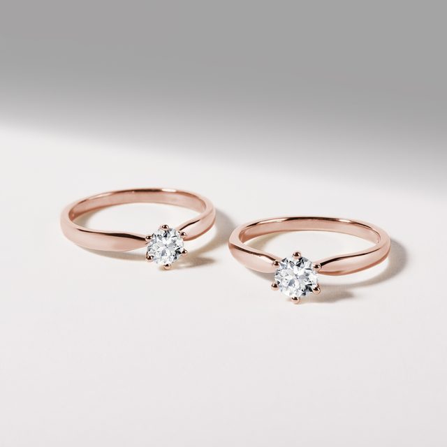 BAGUE DE FIANÇAILLES LUXUEUSE EN OR ROSE ET DIAMANT 0,5 CT - TAILLE BRILLANT - 