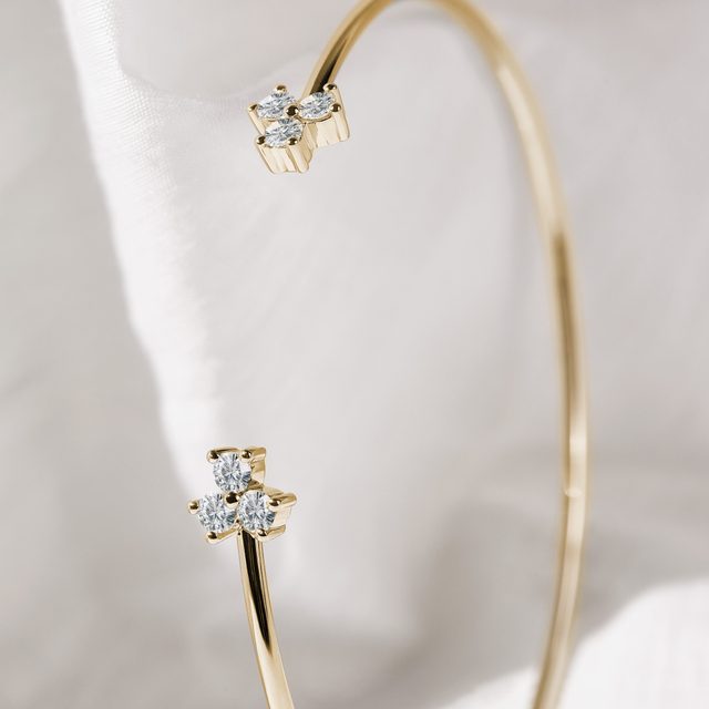 BRACELET EN OR JAUNE AVEC SIX DIAMANTS - BRACELETS MANCHETTE - 