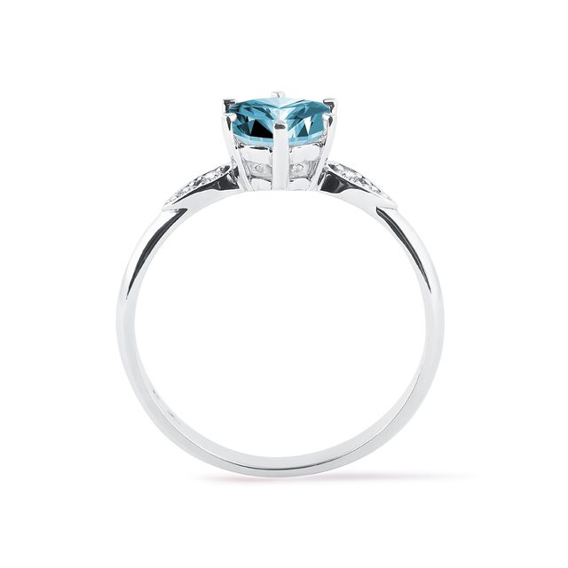 ANNEAU EN OR BLANC AVEC TOPAZE ET DIAMANT - BAGUES EN TOPAZE - 