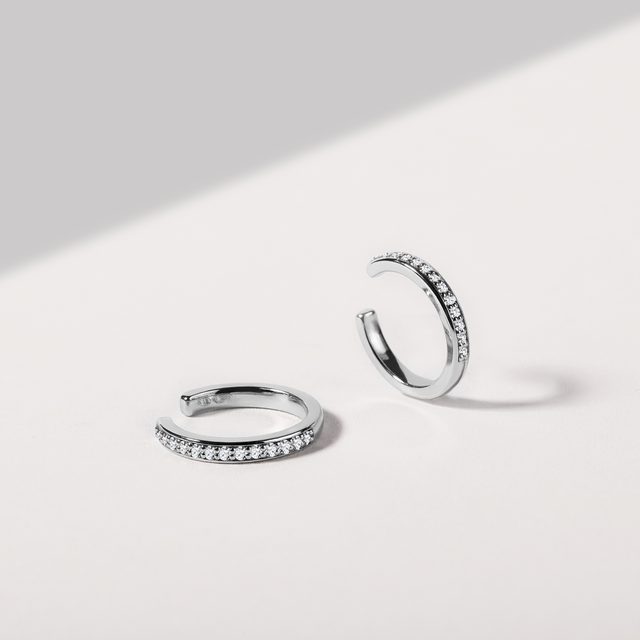 DIAMOND SINGLE CUFF EARRING IN WHITE GOLD - EAR CUFFS - 