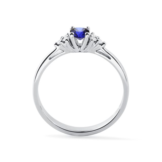 SAPPHIRE AND DIAMOND RING IN 14K WHITE GOLD - SAPPHIRE ENGAGEMENT RINGS - 