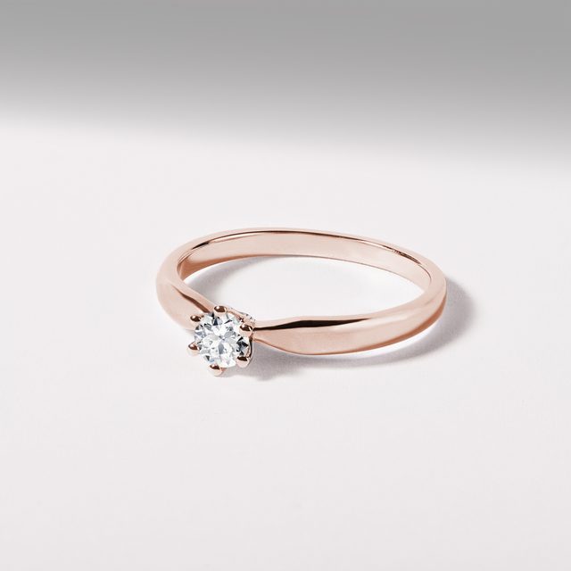 CLASSIC ENGAGEMENT RING IN ROSE GOLD WITH BRILLIANT - BRILLIANT CUT DIAMOND ENGAGEMENT RINGS - 
