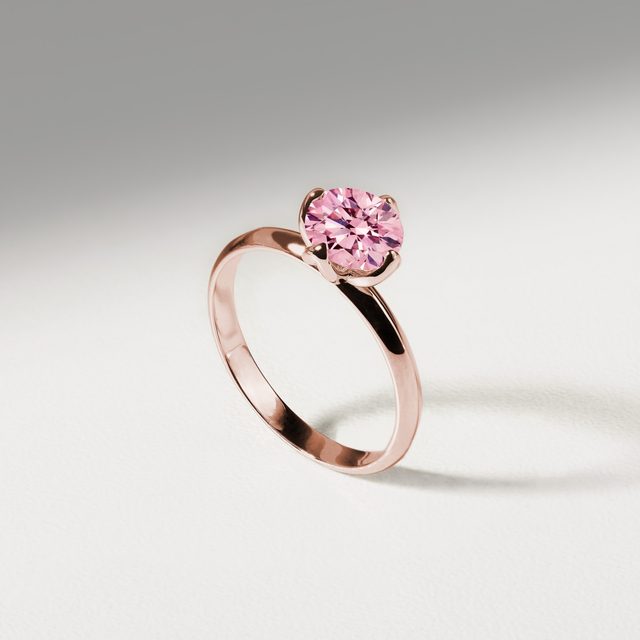ROSE GOLD 1CT PINK DIAMOND ENGAGEMENT RING - RINGS WITH LAB-GROWN DIAMONDS - 