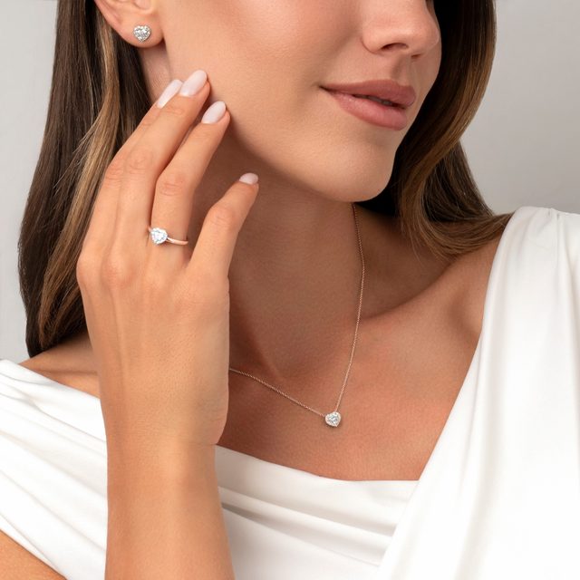 HERZ-HALSKETTE MIT DIAMANTEN IN ROSÉGOLD - KETTEN MIT DIAMANTEN - 