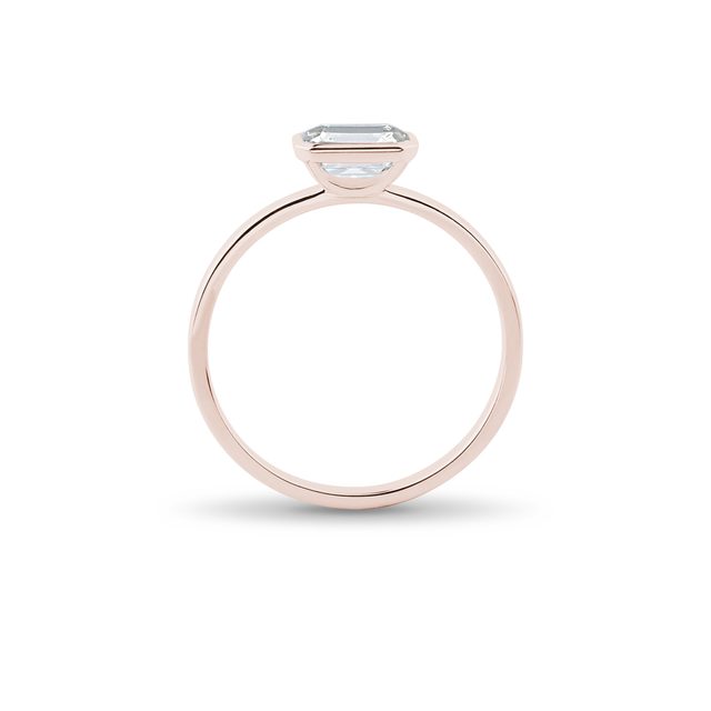 EMERALD CUT DIAMOND RING IN ROSE GOLD - RINGS WITH LAB-GROWN DIAMONDS - 