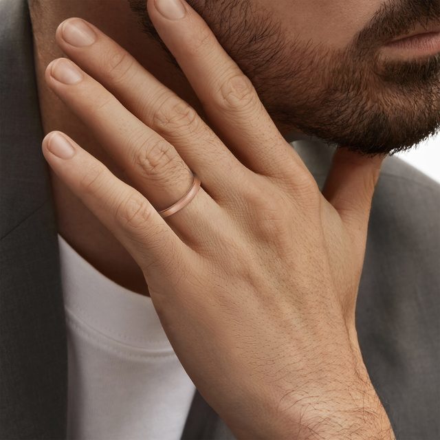 ALLIANCE EN OR ROSE POUR HOMMES FINITION MATE - ALLIANCES DE MARIAGE HOMMES - 