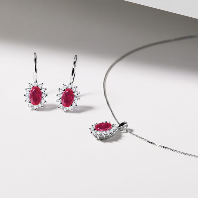 HALSKETTE MIT RUBIN UND DIAMANT IN WEISSGOLD - KETTEN MIT RUBIN - 