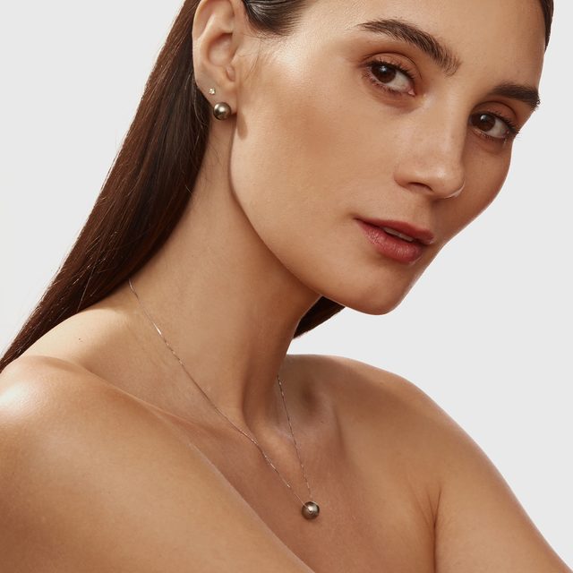 PARURE DE BIJOUX EN OR BLANC AVEC PERLES TAHITI - PARURES DE PERLES - 