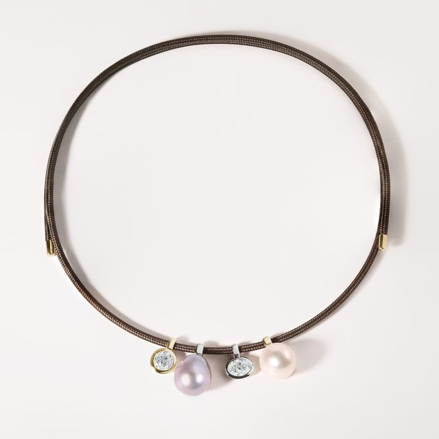 ANHÄNGER MIT MING-PERLE IN 14-KARÄTIGEM WEISSGOLD - MAGNETISCHE HALSKETTEN - 