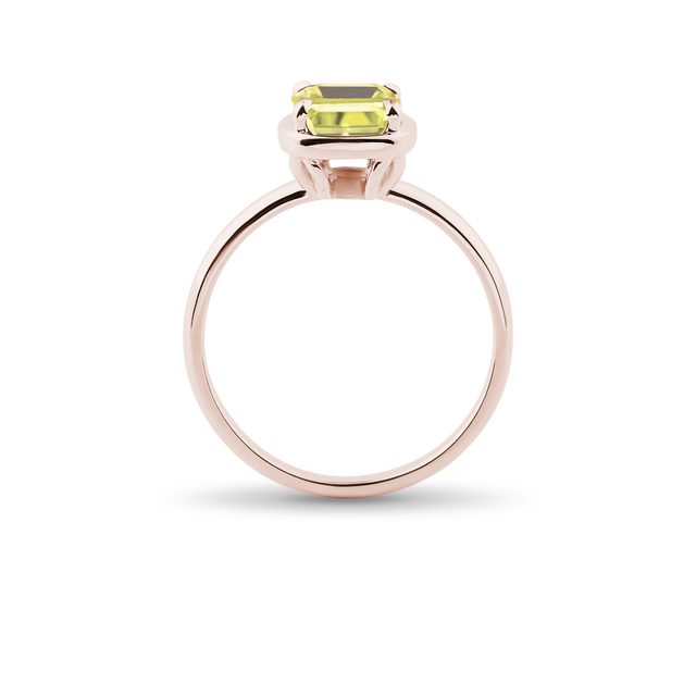 BAGUE EN OR ROSE AVEC QUARTZ CITRON - BAGUES AVEC GEMMES - 