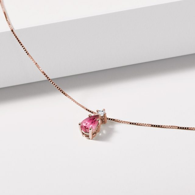PENDENTIF FORGÉ EN OR ROSE AVEC TOURMALINE - COLLIERS AVEC TOURMALINE - 