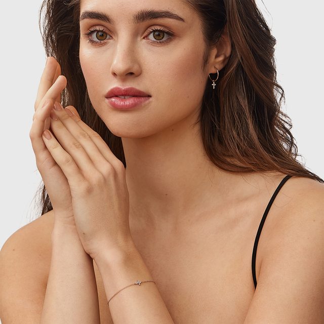 DIAMANTARMBAND MIT KREUZ AUS 14K ROSÉGOLD - ARMBÄNDER MIT DIAMANTEN - 